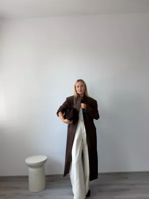 Semišový Trenchcoat Braun