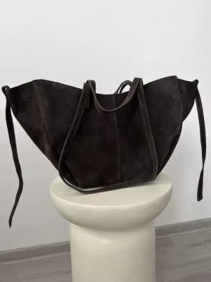 Kabelka z brúsenej kože dark braun