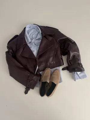 Koženková bunda Moi burgundy