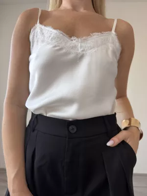 Saténový top white
