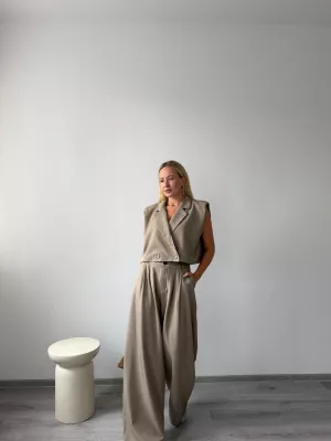 Dvojdielny komplet s vestou Taupe