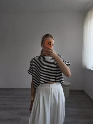 Tričko Crop s pásikmi